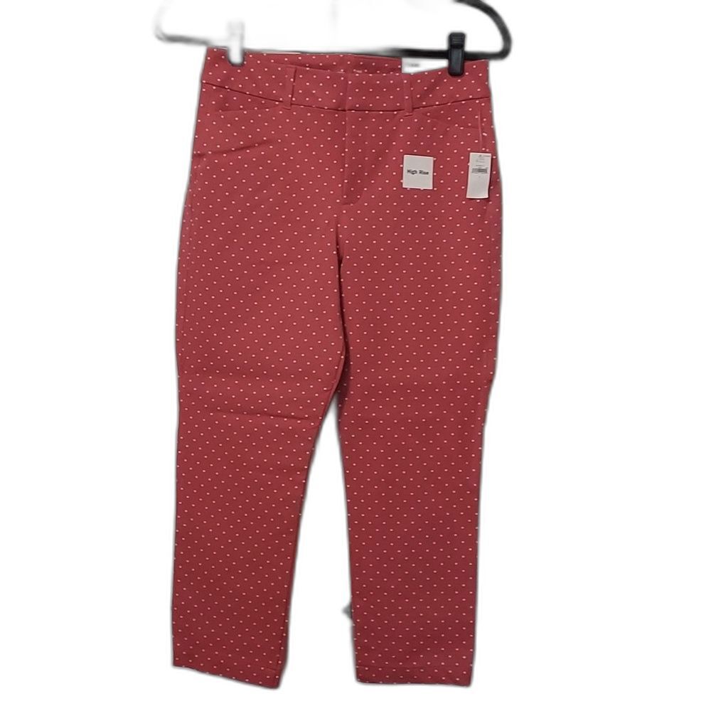 Old Navy pixie high rise pants orange and white polka dot size 4